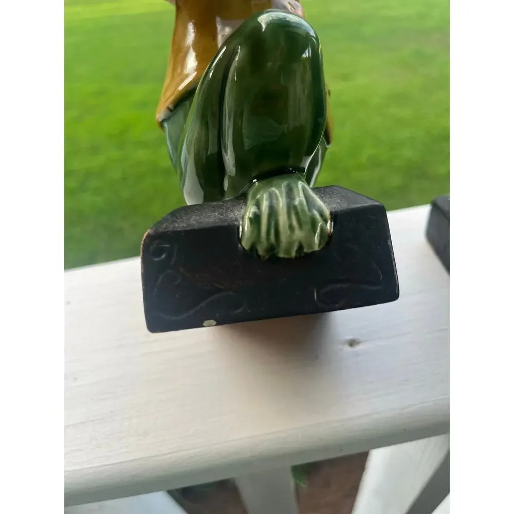 Vintage Ceramic Frog Candle Holder Pair